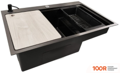 Кухонная мойка Stellar S7550NB-TU-L (НАНО ЧЕРНЫЙ, С ДОСКОЙ) (138279)