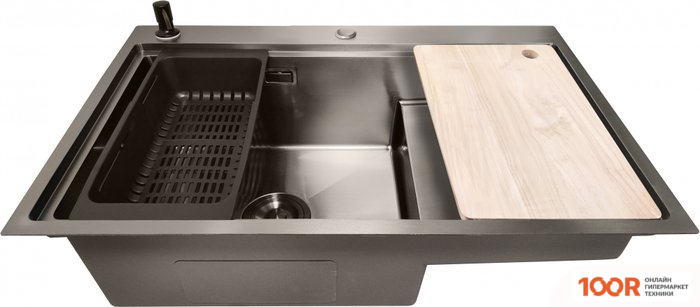 Кухонная мойка Stellar S6550NB-TU-L (НАНО ЧЕРНЫЙ, С ДОСКОЙ) (138276)