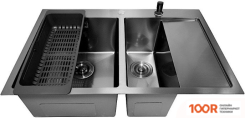 Кухонная мойка Stellar DECOR S7850NB-2L-D (НАНО ЧЕРНЫЙ) (138218)