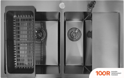Кухонная мойка Stellar DECOR S7850NB-2L-D (НАНО ЧЕРНЫЙ) (138218)