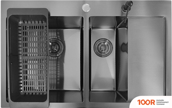 Кухонная мойка Stellar DECOR S7850NB-2L-D (НАНО ЧЕРНЫЙ) (138218)