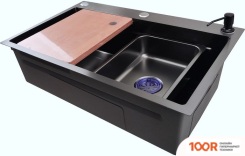 Кухонная мойка Stellar DECOR S7045NB-A-D (НАНО ЧЕРНЫЙ, C ДОСКОЙ) (138213)