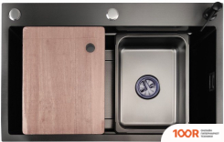 Кухонная мойка Stellar DECOR S7045NB-A-D (НАНО ЧЕРНЫЙ, C ДОСКОЙ) (138213)