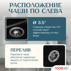 Кухонная мойка Saniteco ROSA (ЧЕРНЫЙ) (137732)