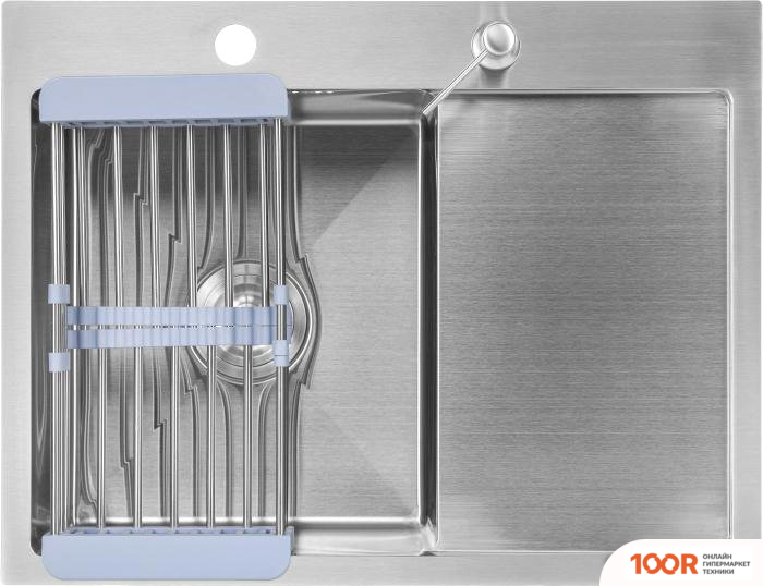 Кухонная мойка Saniteco 6550-L (С СИФОНОМ, ДОЗАТОРОМ И КОЛАНДЕРОМ) (137641)