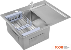 Кухонная мойка Saniteco 6550-L (С СИФОНОМ, ДОЗАТОРОМ И КОЛАНДЕРОМ) (137641)