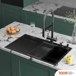 Кухонная мойка Roxen VESPA 560230-70RB PVD ГРАФИТ (С КОЛАНДЕРОМ И ДОЗАТОРОМ) (137602)