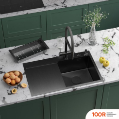 Кухонная мойка Roxen VESPA 560230-70RB PVD ГРАФИТ (С КОЛАНДЕРОМ И ДОЗАТОРОМ) (137602)