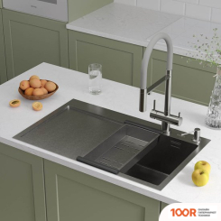 Кухонная мойка Roxen VESPA 560230-70R САТИН (С КОЛАНДЕРОМ И ДОЗАТОРОМ) (137601)