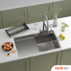 Кухонная мойка Roxen VESPA 560230-70R САТИН (С КОЛАНДЕРОМ И ДОЗАТОРОМ) (137601)