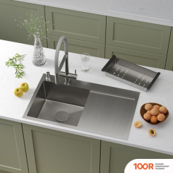 Кухонная мойка Roxen VESPA 560230-70L САТИН (С КОЛАНДЕРОМ И ДОЗАТОРОМ) (137599)