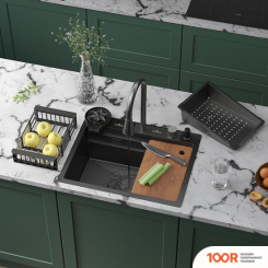 Кухонная мойка Roxen STAGE PLUS 560250-60-BS МНОГОФУНКЦИОНАЛЬНАЯ 8 В 1 (60*48/ТЕКСТУРНЫЙ ГРАФИТ) (137586)