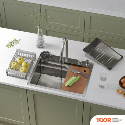 Кухонная мойка Roxen STAGE PLUS 560250-60 МНОГОФУНКЦИОНАЛЬНАЯ 8 В 1 (60*48/САТИН) (137585)