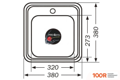 Кухонная мойка Premial 3838 0.6ММ (ПОЛИРОВАННЫЙ) (137487)