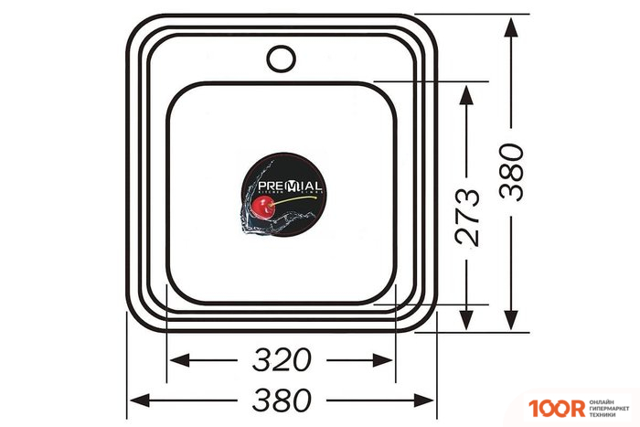 Кухонная мойка Premial 3838 0.6ММ (ПОЛИРОВАННЫЙ) (137487)