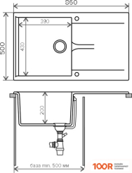 Кухонная мойка Polygran GALS-860 (ОПАЛ 328) (137427)