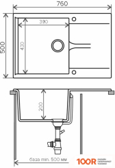 Кухонная мойка Polygran GALS 760 (ЧЕРНЫЙ 16) (137414)