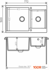 Кухонная мойка Polygran BRIG-772 (СЕРЫЙ 14) (137370)