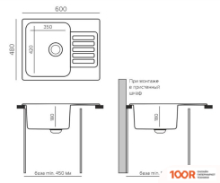 Кухонная мойка Polygran BOND 600 (УГОЛЬ) (137335)