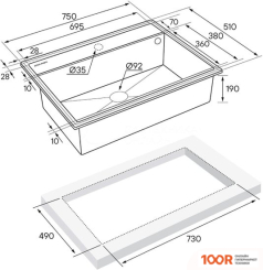Кухонная мойка Paulmark STEPIA 80 PM117551-WH (БЕЛЫЙ) (137150)