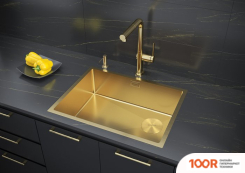 Кухонная мойка Paulmark NEXT-SKEW 58 UNI PM885844-BG (ЗОЛОТО/БРАШИРОВАННОЕ ЗОЛОТО) (137080)
