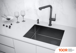 Кухонная мойка Paulmark NEXT-SKEW 54 UNI PM885444-GM (ЧЕРНЫЙ/ВОРОНЕНАЯ СТАЛЬ) (137076)