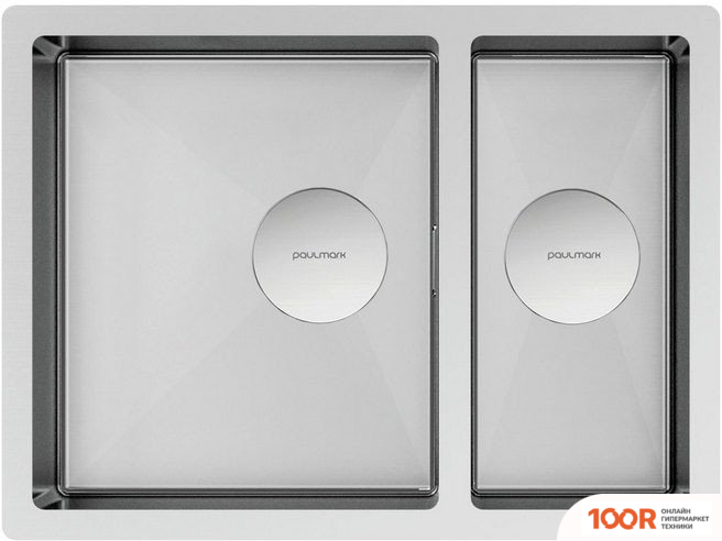 Кухонная мойка Paulmark NEXT 58/2S UNI PM225844-BS (СТАЛЬНОЙ/БРАШИРОВАННАЯ СТАЛЬ) (137067)
