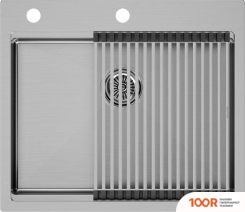 Кухонная мойка Paulmark KRONER-PRO 59 + РОЛЛ-МАТ PRO PM705951-BS+R405-BS (137002)