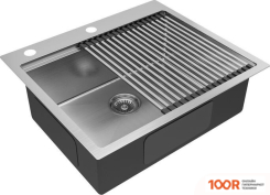 Кухонная мойка Paulmark KRONER-PRO 59 + РОЛЛ-МАТ PRO PM705951-BS+R405-BS (137002)