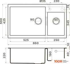 Кухонная мойка Omoikiri TEDORI 86-2-LB GR (LENINGRAD GREY) (136723)