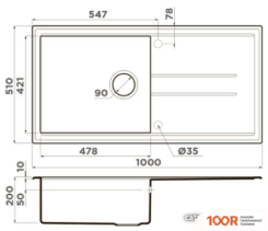 Кухонная мойка Omoikiri TEDORI 100-PL (ПЛАТИНА) (136651)