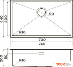 Кухонная мойка Omoikiri TAKI 74-U/IF GB (ГРАФИТ) (136614)
