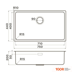Кухонная мойка Omoikiri TADZAVA 75-U/I ULTRA 15 IN (НЕРЖАВЕЮЩАЯ СТАЛЬ) (136597)