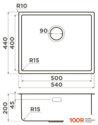 Кухонная мойка Omoikiri TADZAVA 54-U/I ULTRA 15 IN (НЕРЖАВЕЮЩАЯ СТАЛЬ) (136591)