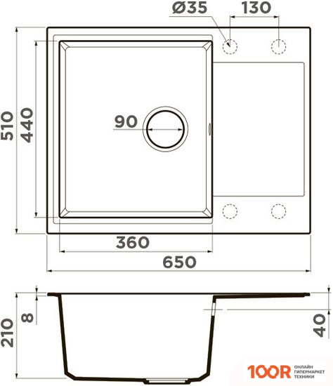 Кухонная мойка Omoikiri DAISEN 65T-DC (ТЕМНЫЙ ШОКОЛАД) (136282)