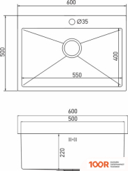 Кухонная мойка Mixline PRO 555134 (ЧЕРНЫЙ ГРАФИТ, С СИФОНОМ) (136188)