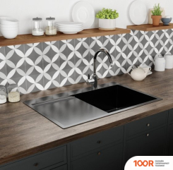 Кухонная мойка Mixline PRO 552923 (ЧЕРНЫЙ ГРАФИТ, С СИФОНОМ) (136174)