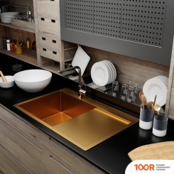 Кухонная мойка Mixline PRO 552919 (ЗОЛОТО, С СИФОНОМ) (136170)