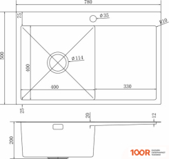 Кухонная мойка Mixline PRO 551877 ЛЕВЫЙ (САТИН, С СИФОНОМ) (136163)