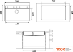 Кухонная мойка Longran GEOS GES780.500 (CROMA/49) (135112)