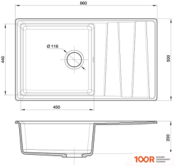 Кухонная мойка GranFest GF-LV-860L (ИНЕЙ) (133824)