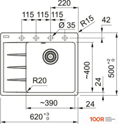 Кухонная мойка Franke CENTRO CNG 611-62 TL 114.0633.123 (БЕЛЫЙ) (132260)