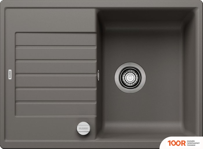 Кухонная мойка Blanco ZIA 45 S COMPACT 527379 (ВУЛКАНИЧЕСКИЙ СЕРЫЙ, КЛАПАН-АВТОМАТ) (131571)