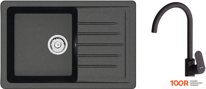 Кухонная мойка Berge BR-7602 + LIKE F8007122 (ЧЕРНЫЙ) (130613)