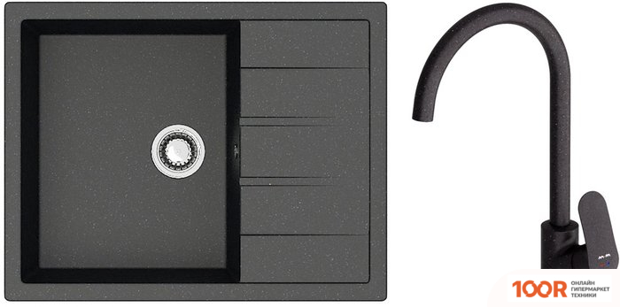 Кухонная мойка Berge BR-6502 + LIKE F8007122 (ЧЕРНЫЙ) (130592)