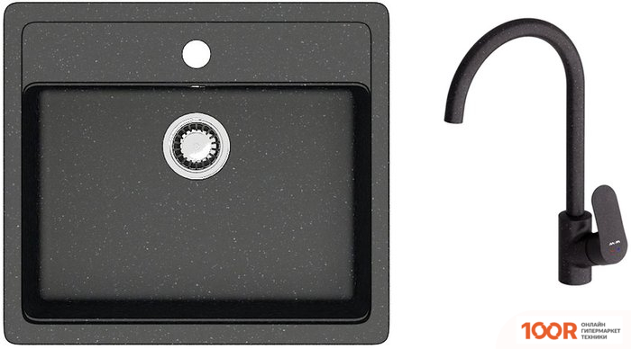 Кухонная мойка Berge BR-5750 + LIKE F8007122 (ЧЕРНЫЙ) (130565)