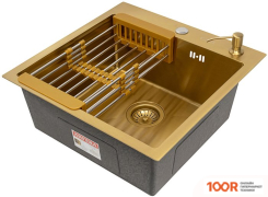 Кухонная мойка ARFEKA ECO AR МОЙКА 500*500, КОЛАНДЕР, ДОЗАТОР GOLD (130221)