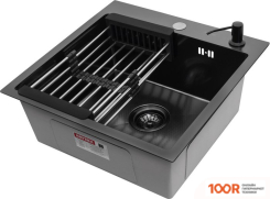 Кухонная мойка ARFEKA ECO AR МОЙКА 500*500, КОЛАНДЕР, ДОЗАТОР BLACK DECOR (130220)