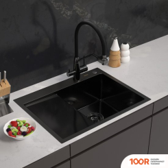 Кухонная мойка ARFEKA ECO AR 650*500 R BLACK PVD NANO (130190)