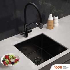 Кухонная мойка ARFEKA ECO AR 450*450 BLACK PVD NANO DECOR MILLET GRAINS (130087)